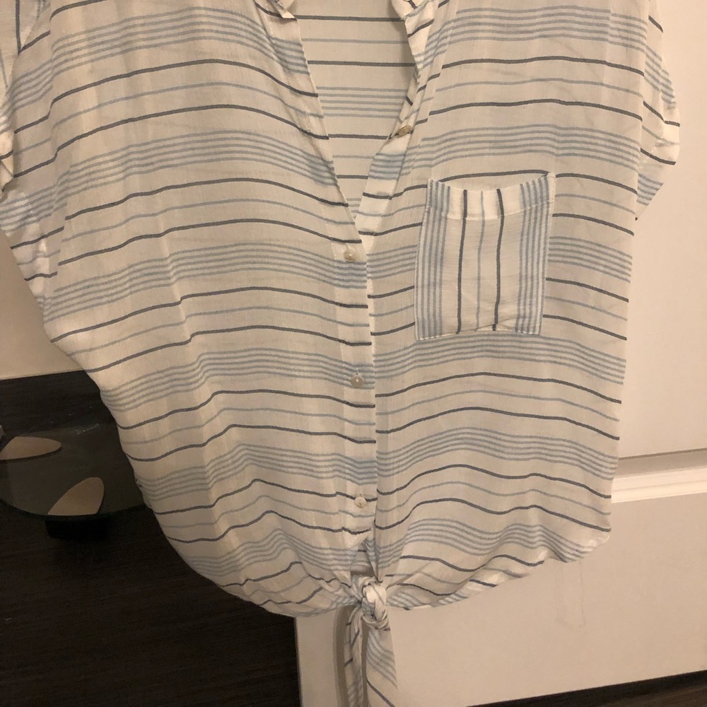 Oliveaceous Tie Front Button Down Top - image 3